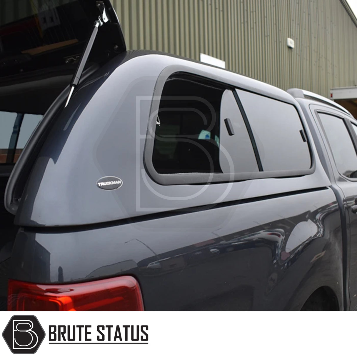 Ford Ranger 2012-2022 T6, T7, T8 Truckman GLS Hardtop Canopy with tinted windows, remote locking, and roof bars, enhancing security and style for pickup trucks.