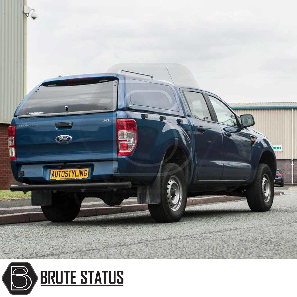 Ford Ranger 2012-2022 T6, T7, T8 with Truckman RS Hardtop Canopy featuring a solid rear window, enhancing security and functionality for commercial use.