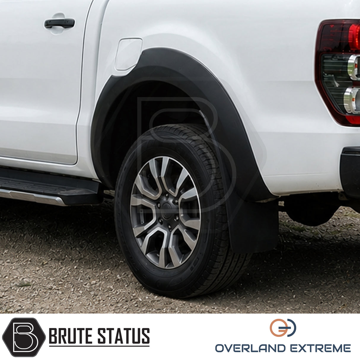Ford Ranger 2012-2022 smooth style wide wheel arch kit in matte black, premium ABS wheel arch extensions for Double Cab pickup trucks.