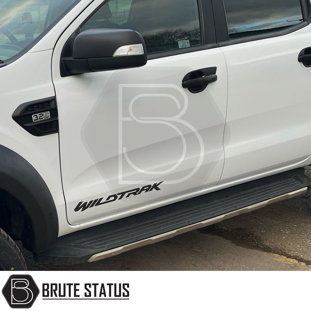 Ford Ranger 2012-2022 Matt Black Door Handle Inserts, set of 4, shown with adhesive backing for easy installation on truck models. High-quality ABS plastic, non-fade.