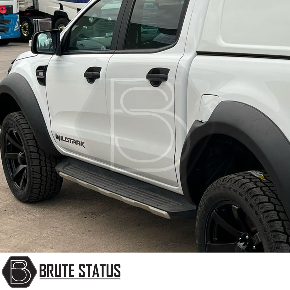 Ford Ranger 2012-2022 Matt Black Door Handle Inserts, set of 4, shown with adhesive backing for easy installation on truck models. High-quality ABS plastic, non-fade.