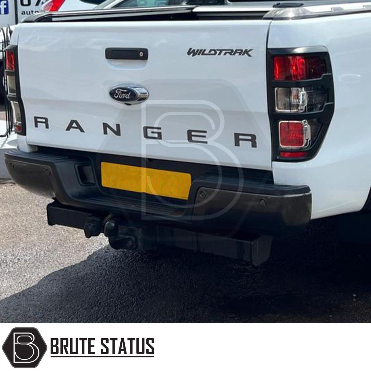 Ford Ranger 2012-2022 Rear Handle in Matt Black, featuring a hole design, crafted from high-quality ABS plastic with 3M adhesive for easy installation.