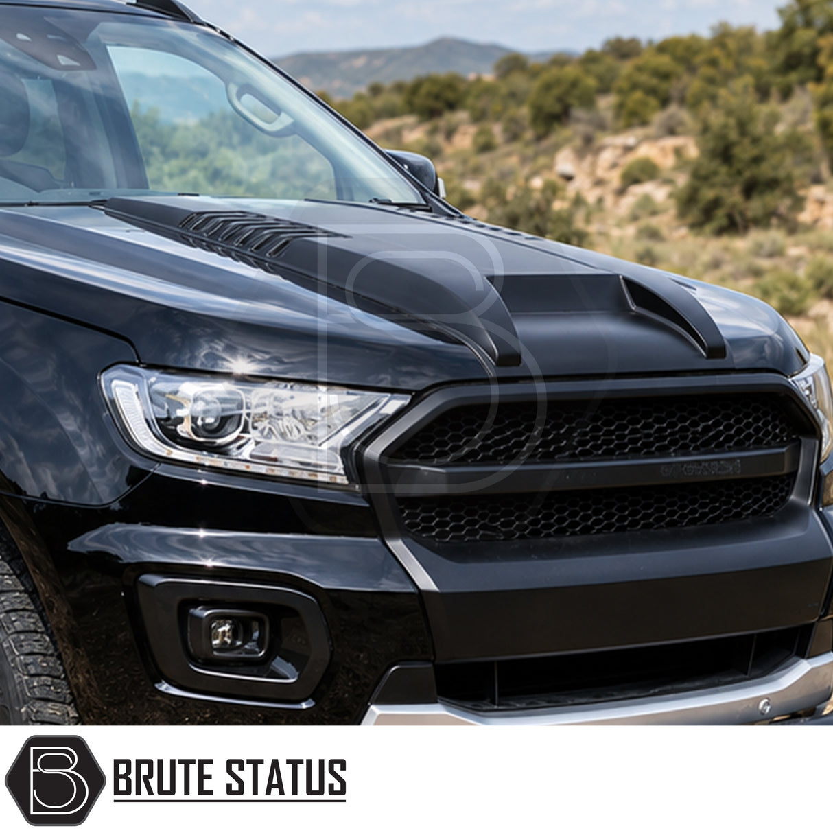 Premium Ford Ranger 2015-2022 bonnet vent scoop designed to enhance appearance with aggressive off-road inspired styling