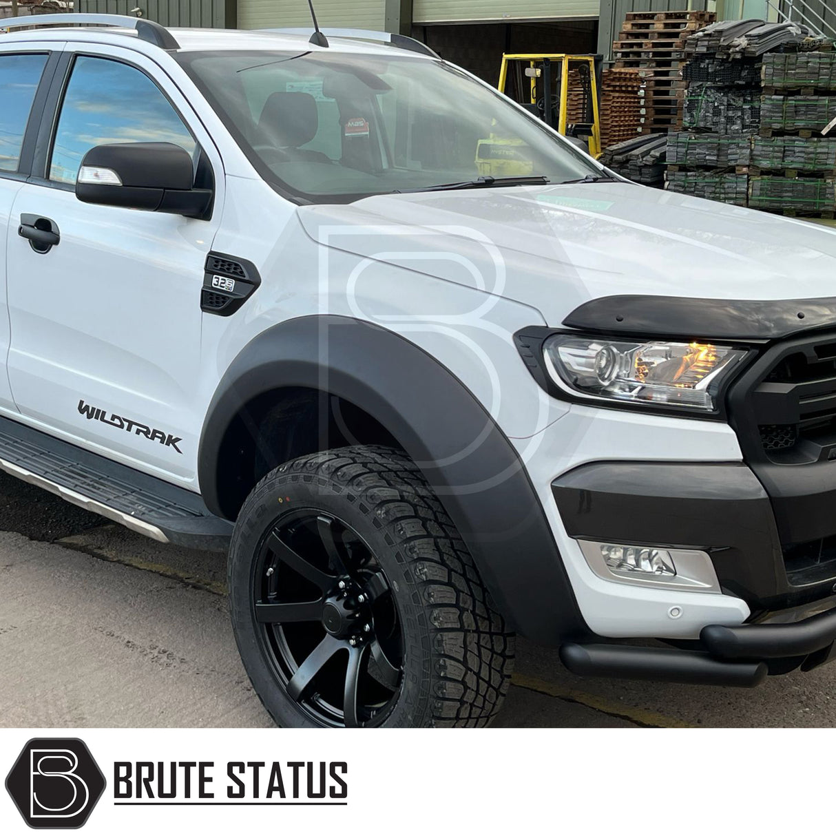 Matte black ABS plastic side covers for facelifted 2015–2022 Ford Ranger, featuring easy no-tool installation with pre-applied 3M adhesive tape