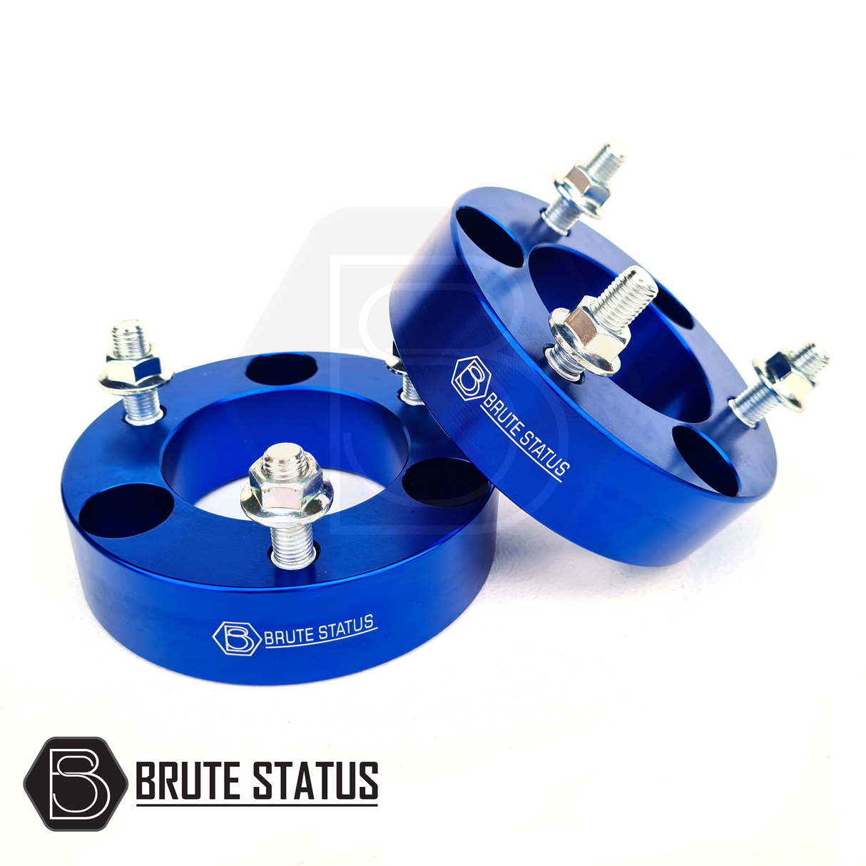 Brute Status suspension lift kit items in blue colour for fitment with Ford Ranger  T8 2019-2022 model pickup trucks