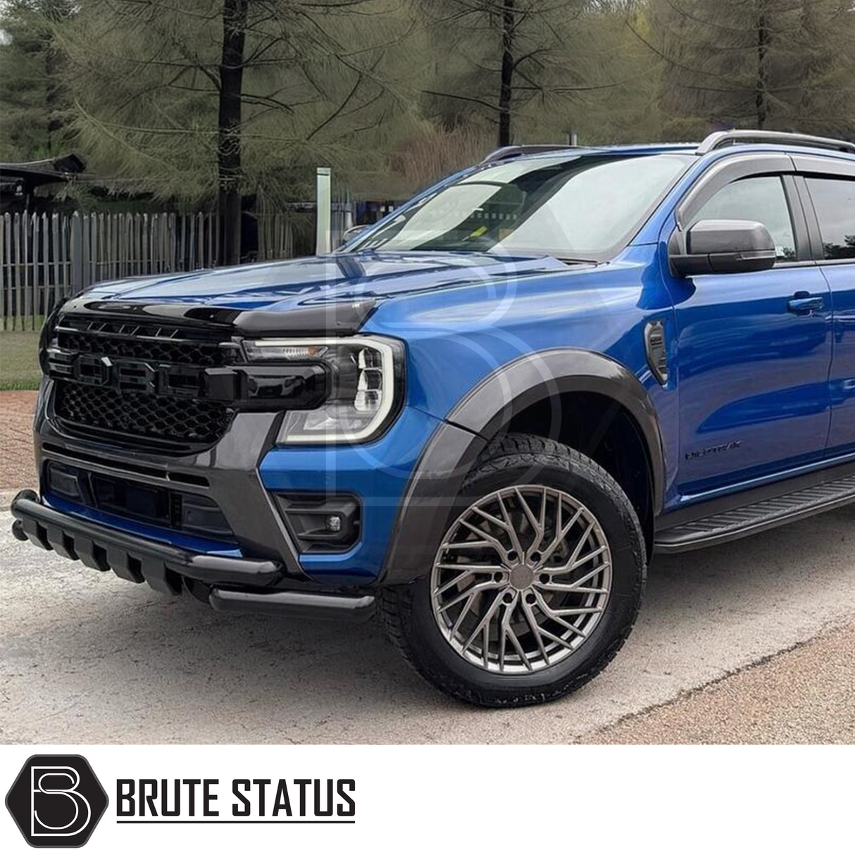 Gloss black T9 city bar for Ford Ranger 2023+ showing durable steel construction and sleek front-end upgrade