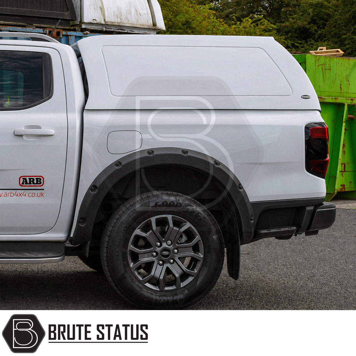 Heavy duty hard top canopy in diffused silver colour matched to Ford Ranger 2023+ pickup truck offroad 4x4 vehicle. Suitable for overlanding set ups.