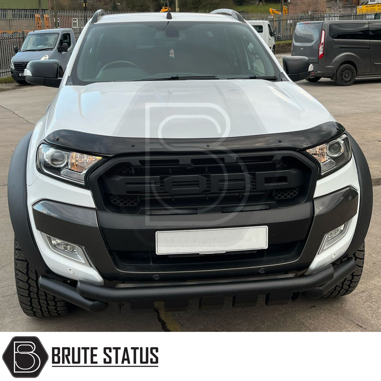 Ford Ranger 2015-2022 T7 T8 Head Light Covers Matte Black, showcasing an aggressive front transformation with premium design, enhancing your Ranger's distinct look.