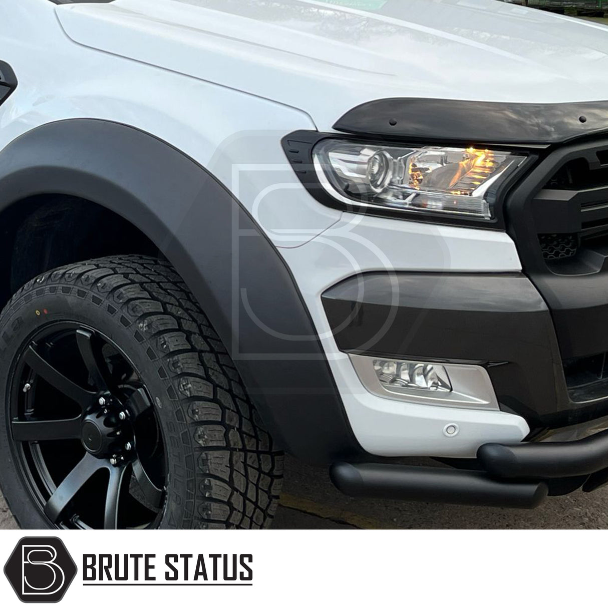 Ford Ranger 2015-2022 T7 T8 Head Light Covers Matte Black, showcasing an aggressive front transformation with premium design, enhancing your Ranger's distinct look.