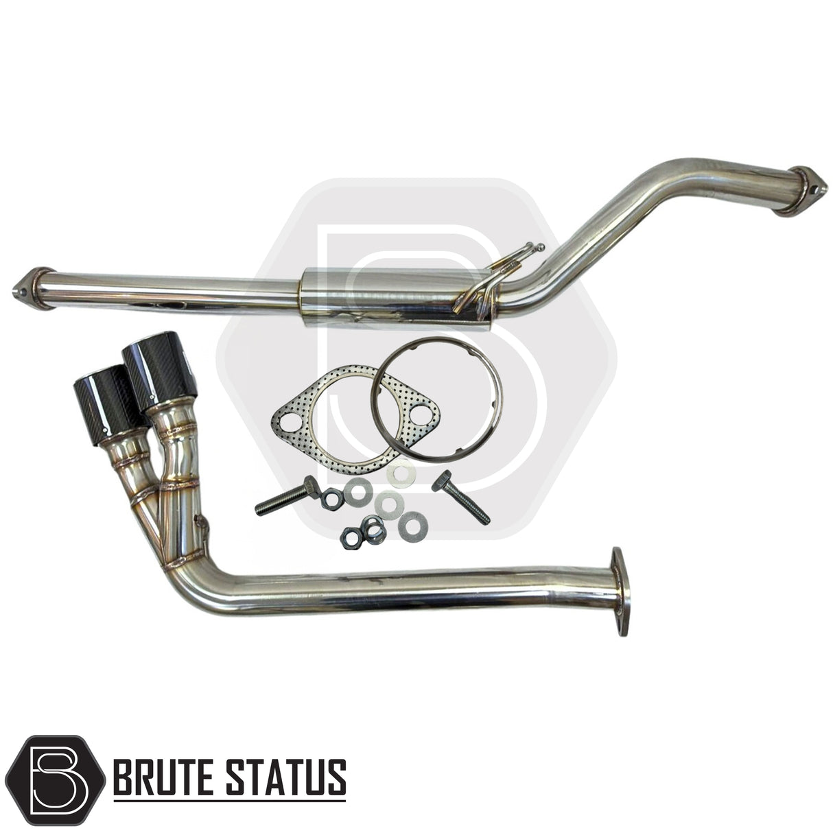 Performance side exit cat back exhaust for Ford Ranger T6, T7 and T8 (2012–2022) featuring dual carbon fibre tips and corrosion-resistant stainless steel build.