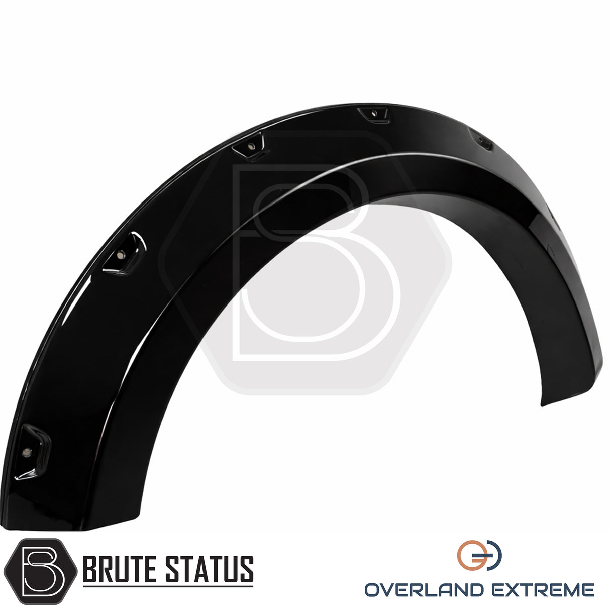 Ford Ranger T9 riveted overfender kit in gloss black, precision-fit wheel arch flares for Double Cab pickup trucks.