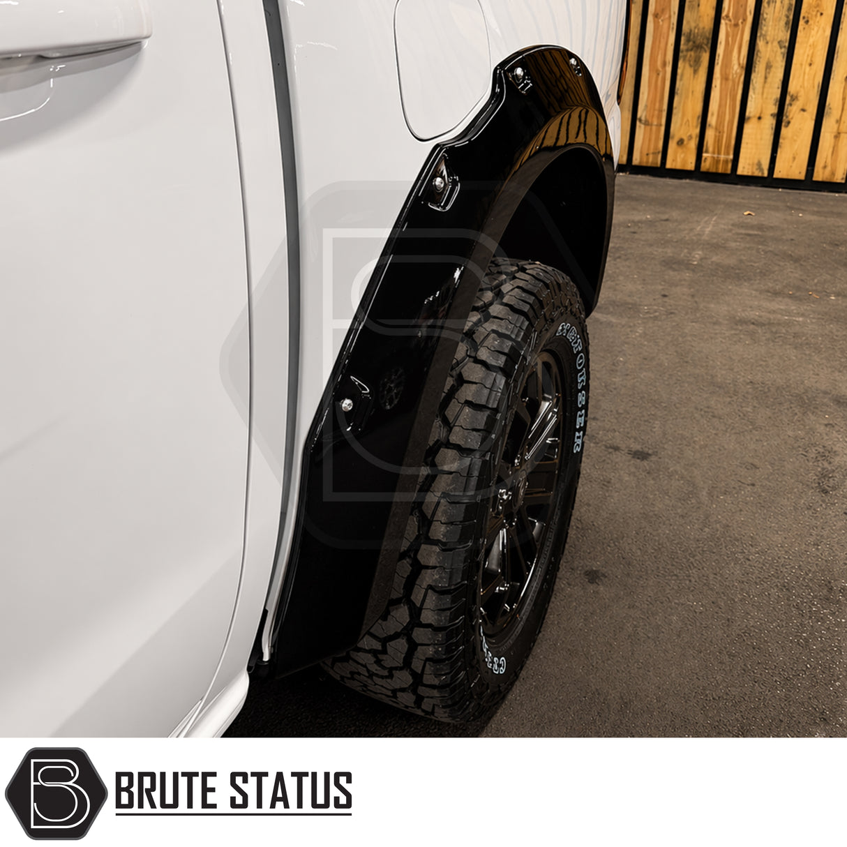 Gloss black riveted wide arch kit for Ford Ranger T9 2023+ double cab with Overland Extreme design and precision CAD fitment