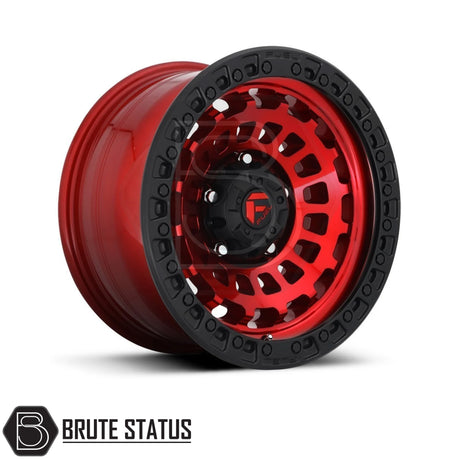 Fuel zephyr wheels in matte black and red finish for pickup truck with 6x139.7 fitment