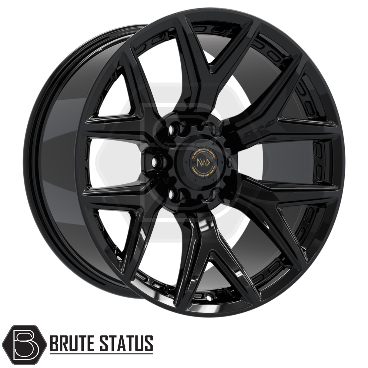 Hawke AWD Wheels 6YS alloy wheel in matte or gloss black finish, 20x9.5 size with ET00 offset, 6x139.7 PCD and 106.1 centre bore, suitable for pickup trucks and off-road vehicles.