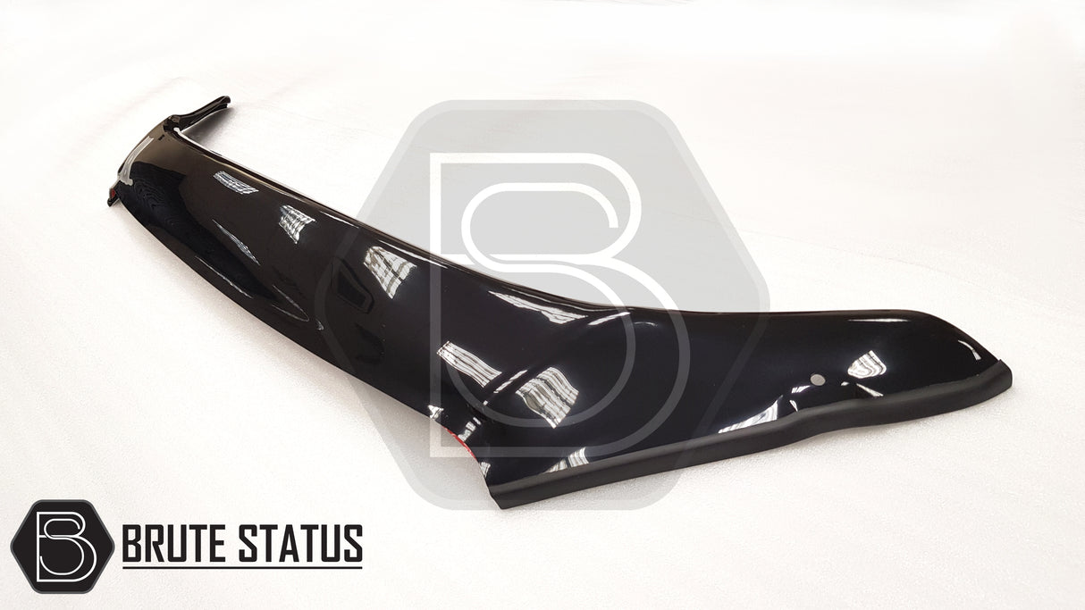 Isuzu D-Max 2017-2021 Bonnet Guard Protector & Window Wind Deflectors Bundle, featuring sleek black acrylic design for enhanced style and protection against debris and wind.