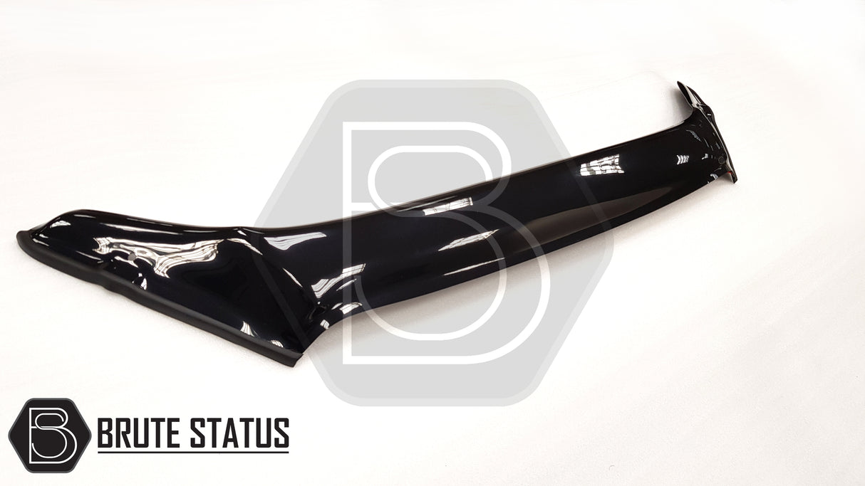 Isuzu D-Max 2017-2021 Bonnet Guard Protector & Wind Deflectors Bundle, showcasing a sleek black body-kit component by Brute Status for enhanced style and protection.