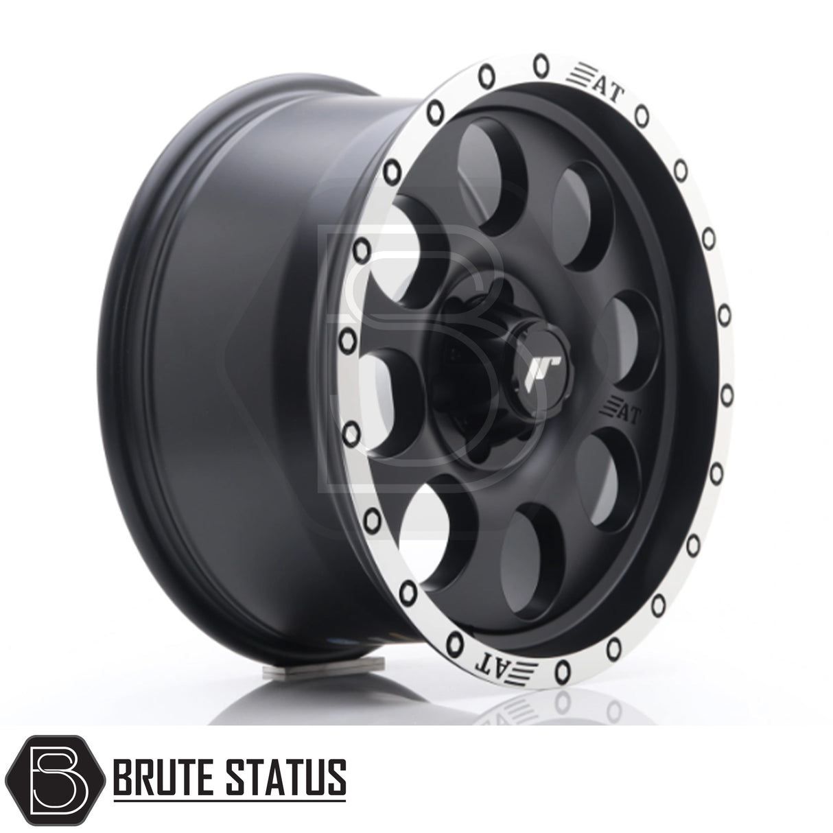 JR Wheels JRX4 alloy wheel in Matt Black with polished lip, available in multiple bolt patterns and offsets. Sizes include 16x9 ET0 6x139.7, 16x9 ET-10 6x114.3, 17x8.5 ET20 6x139.7, 17x8.5 ET20 6x114.3, 18x9 ET20 6x139.7. Comes as a set of 4 and includes internal drive wheel nuts.