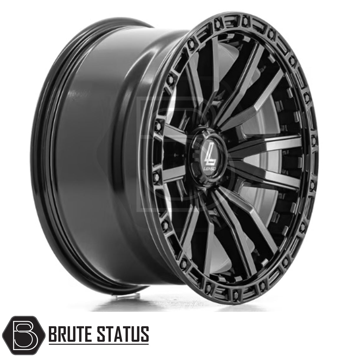 Lenso Valor alloy wheel in matte black finish, available in 17x9, 18x9 or 20x9 size with ET12 offset, 6x139.7 PCD and 106 centre bore, suitable for pickup trucks and off-road vehicles.