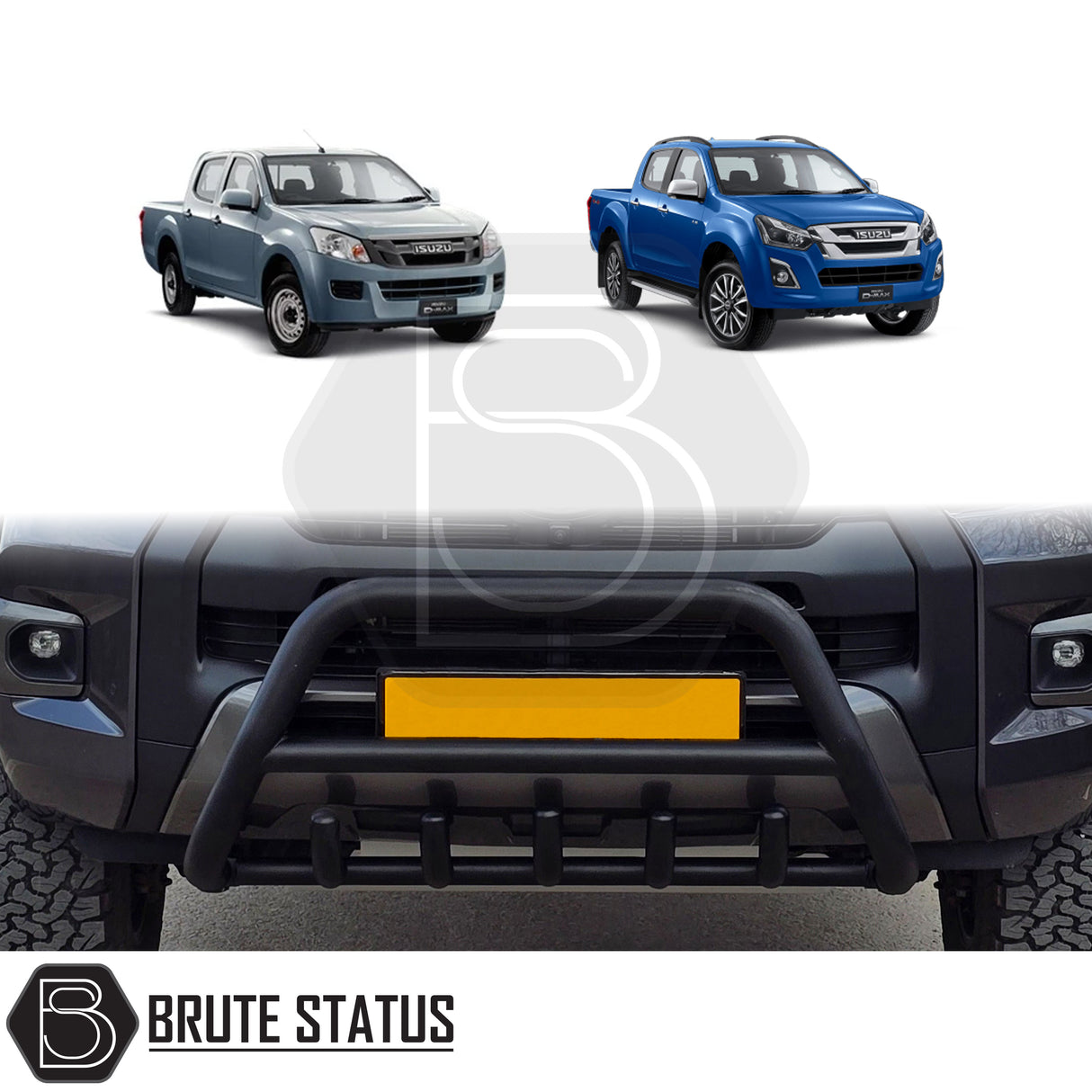 Matte black stainless steel city bar for Isuzu D-Max 2012–2021 – bumper protection with easy DIY installation and TÜV certification