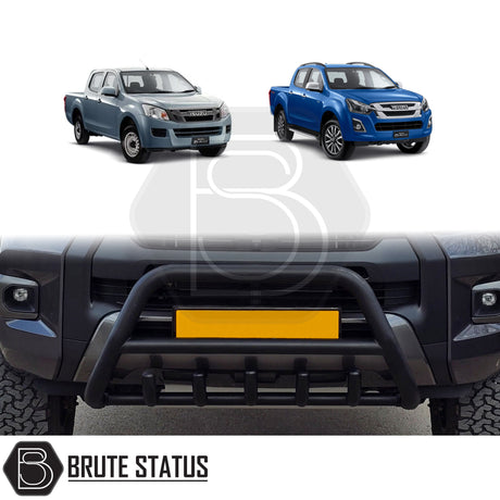 Matte black stainless steel city bar for Isuzu D-Max 2012–2021 – bumper protection with easy DIY installation and TÜV certification