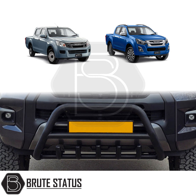 Matte black stainless steel city bar for Isuzu D-Max 2012–2021 – bumper protection with easy DIY installation and TÜV certification