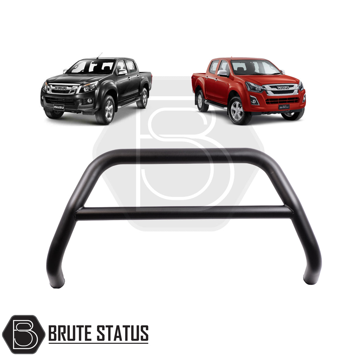 Black matte bull bar for Isuzu D-Max pickup truck years 2012-2021