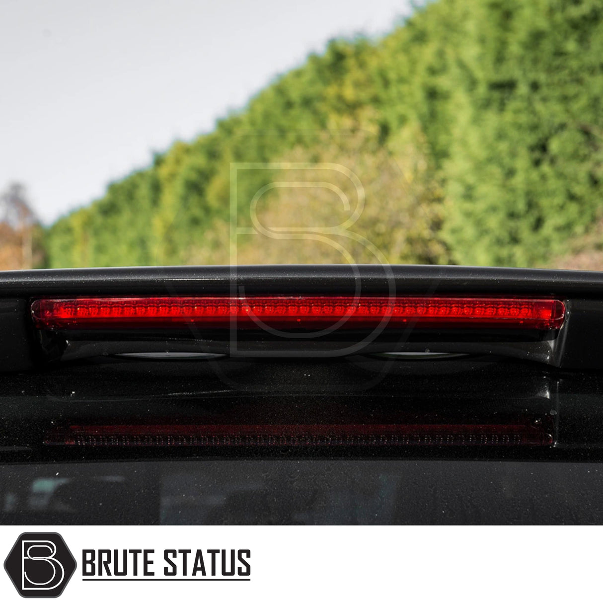 Red LED third brake light by Brute Status on Isuzu D-Max Truckman Grand Hardtop Canopy, showcasing premium design and enhanced security features.
