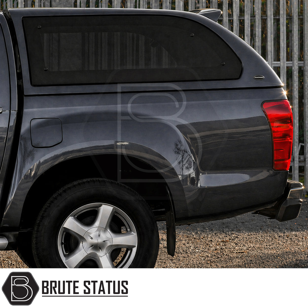 Heavy Duty hardtop cover canopy colour matched fitted to Obsidian Grey Isuzu D-Max pickup truck offroad 4x4 vehicle. Suitable for secure overlanding set ups.