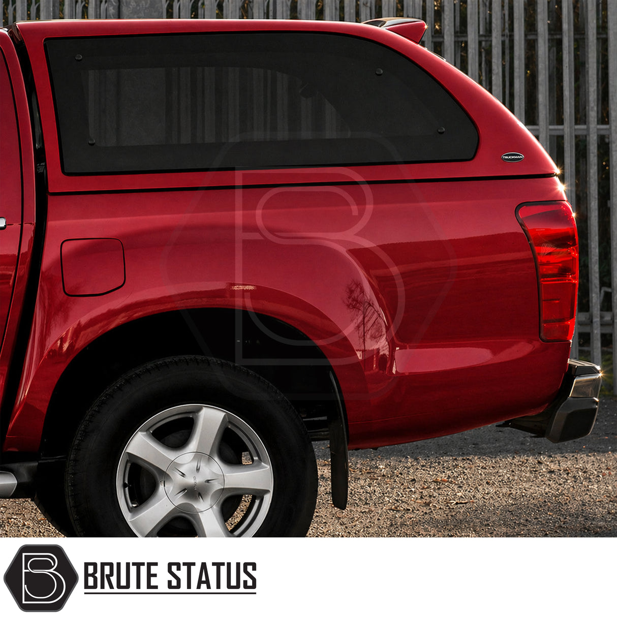 Heavy Duty hardtop cover canopy colour matched fitted to Spinel Red Isuzu D-Max pickup truck offroad 4x4 vehicle. Suitable for secure overlanding set ups.