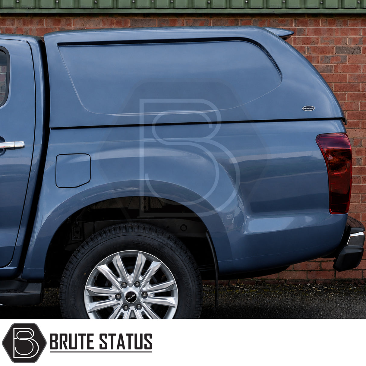 Truckman L-Series canopy fitted to Isuzu D-Max pickup truck with solid side panels and LED interior light