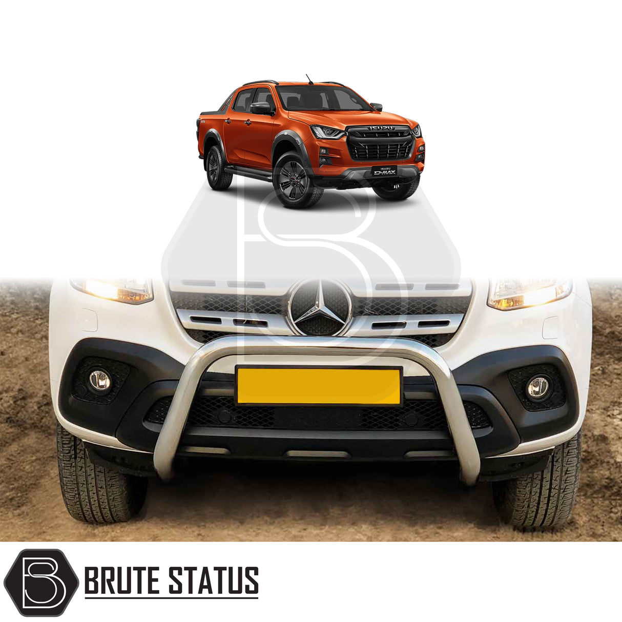 chrome bull/nudge bar for the isuzu d-max 2021+ pickup truck, showcasing its rugged design and protective build