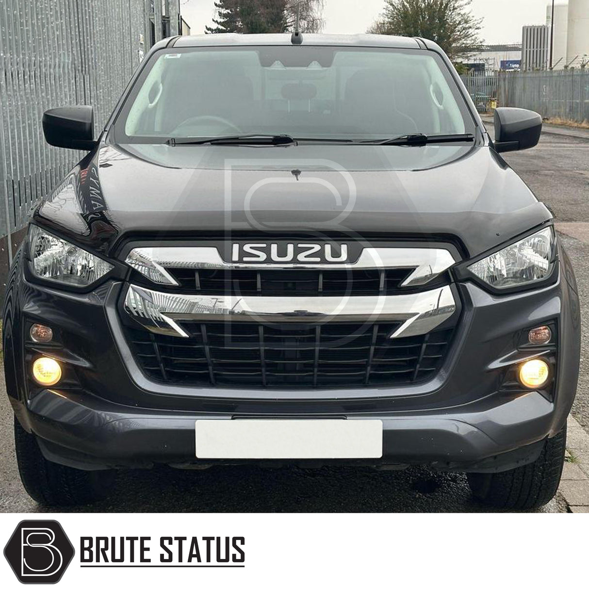 Isuzu D-Max 2021+ Headlight Covers in matt black, showcasing a sleek design for enhanced front-end aesthetics, perfect for a distinctive truck upgrade.