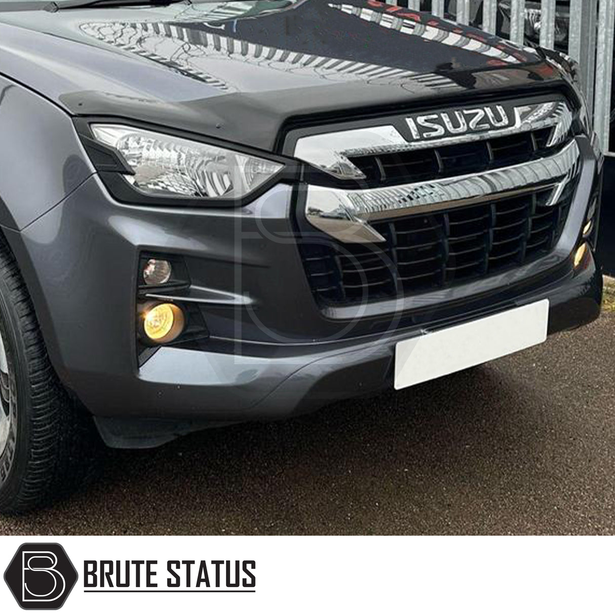 Isuzu D-Max 2021+ Headlight Covers in matt black, showcasing a sleek design for enhanced front-end aesthetics, perfect for a distinctive truck upgrade.
