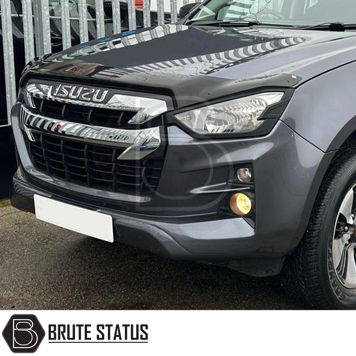 Isuzu D-Max 2021+ Headlight Covers in matt black, showcasing a sleek design for enhanced front-end aesthetics, perfect for a distinctive truck upgrade.