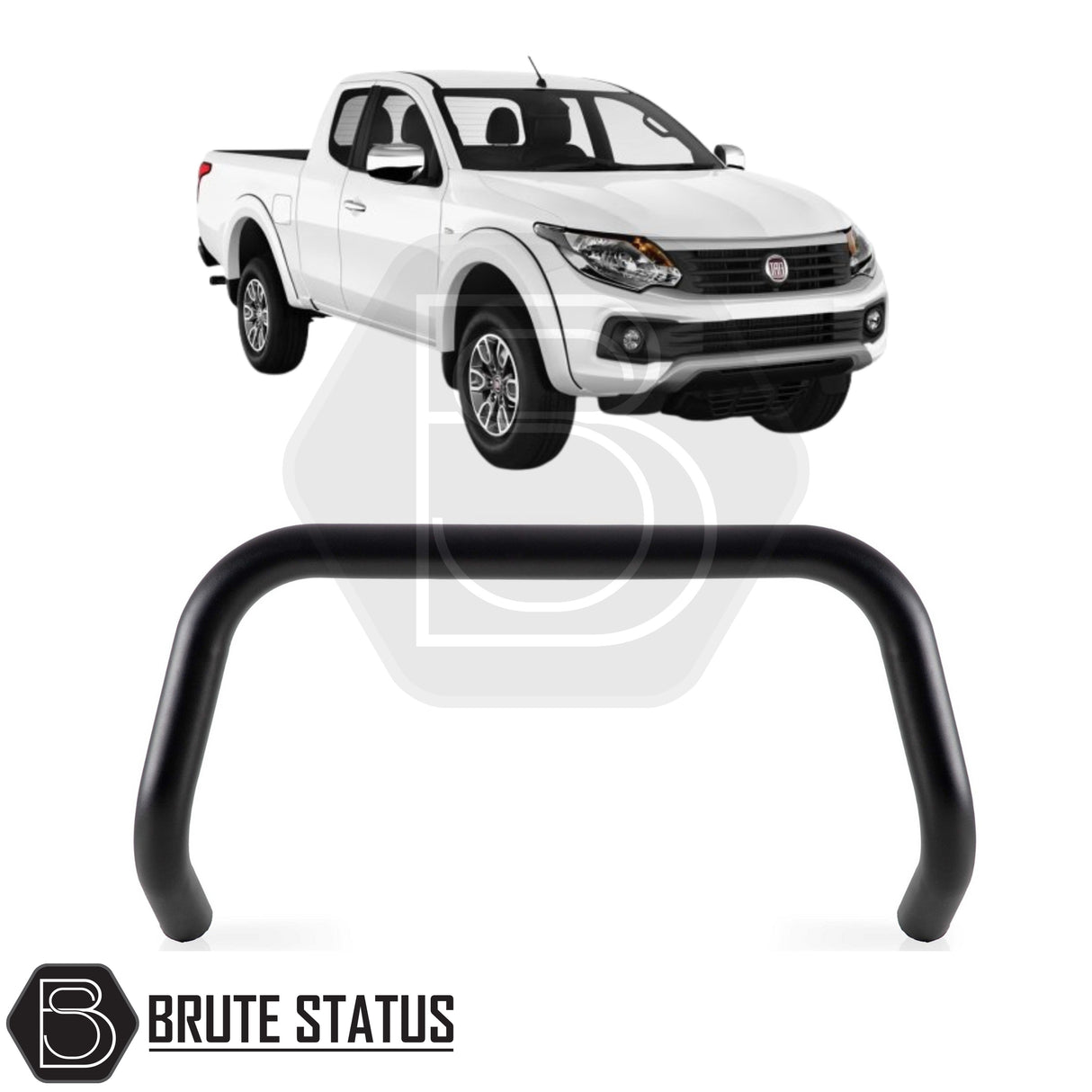Matte Black A-Bar nudge bar for Fiat Fullback pickup truck (2015–2019), designed for bumper protection and enhanced styling.