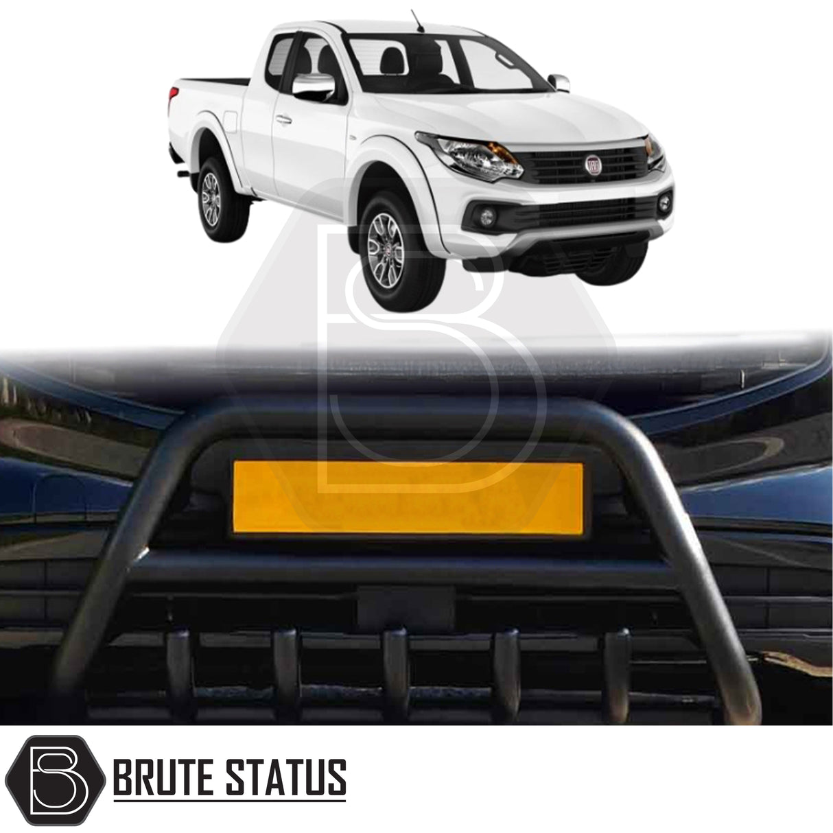 Chrome A-Bar nudge bar for Fiat Fullback pickup truck (2015–2019), designed for bumper protection and enhanced styling.