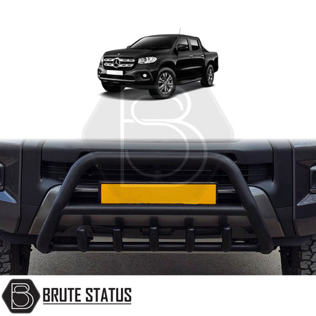 Matte black stainless steel city bar for Mercedes X-Class – bumper protection with easy DIY installation and TÜV certification