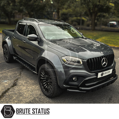 Black plastic window wind deflector visors for the mercedes x-class pickup truck in a gloss black finish