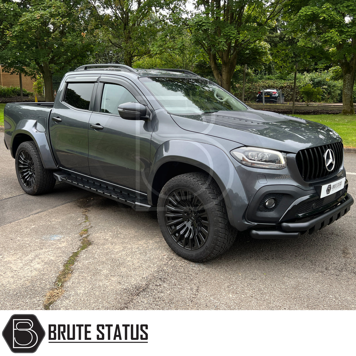 Matt black ABS plastic door handle covers for Mercedes X-Class, designed to de-chrome and enhance vehicle appearance. Easy to install with pre-applied high-quality 3M adhesive tape, requiring no specialist tools or knowledge. Fade-resistant and durable, with fitting instructions available on request. For best results, ensure clean surface and apply in warm conditions