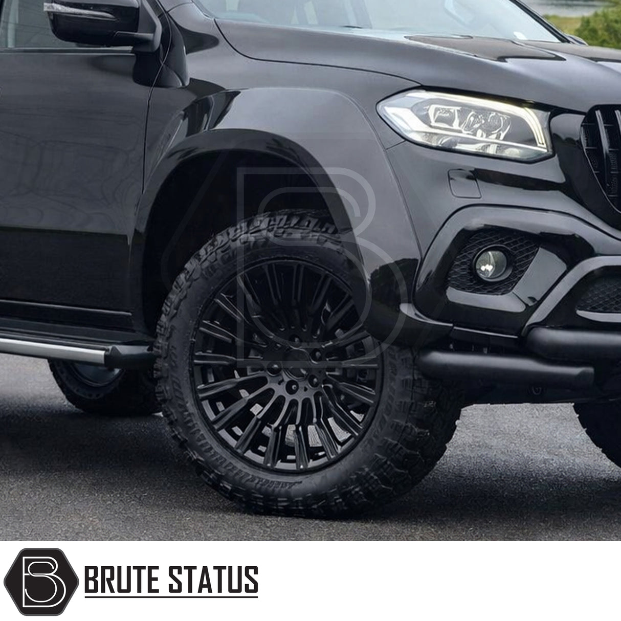 Overland Extreme matte black wide wheel arches for Mercedes X-Class 2017-2020 double cab fender flare kit