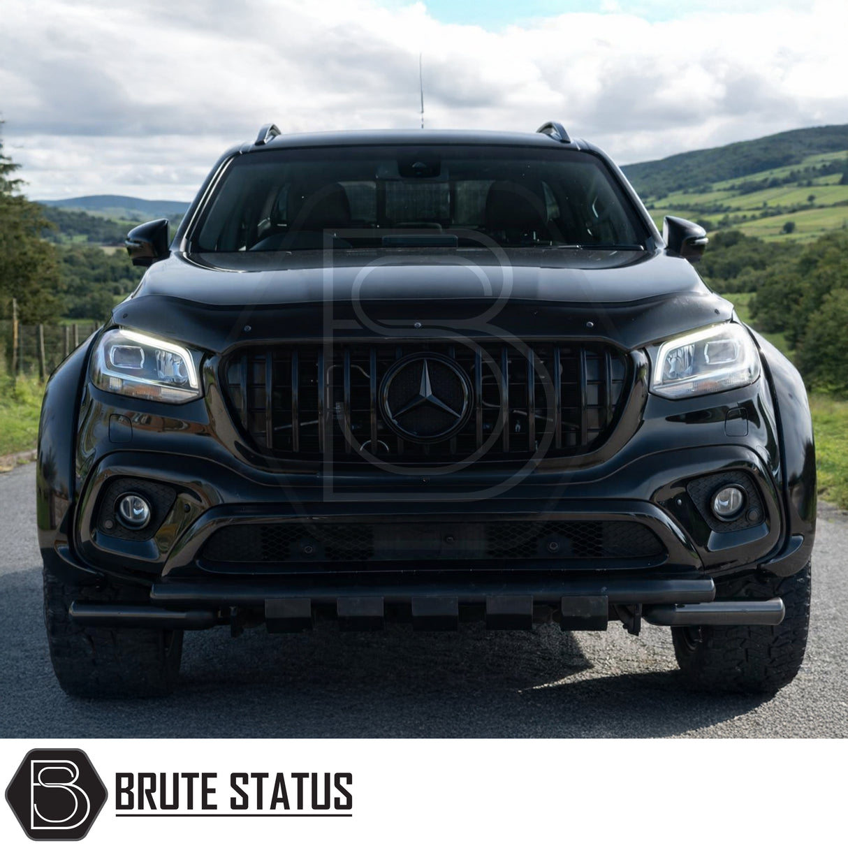 Matte black Overland Extreme wide wheel arch extensions fitted to Mercedes X-Class 2017-2020 double cab
