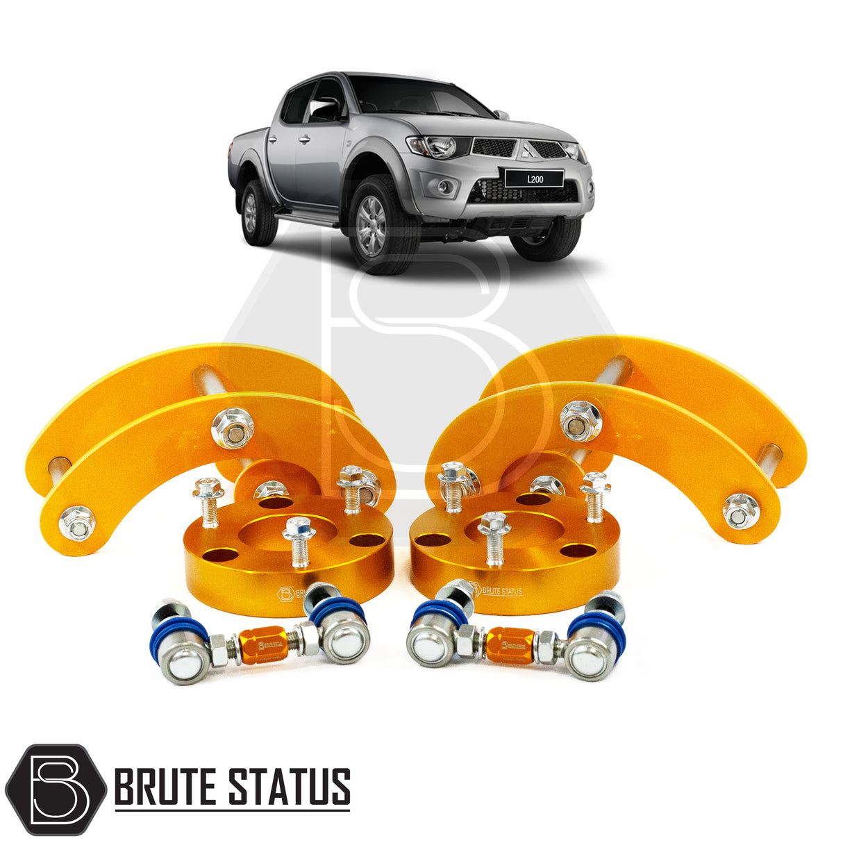 Brute Status suspension lift kit for series 4 mitsubishi l200 2006-2014 pickup truck in gold
