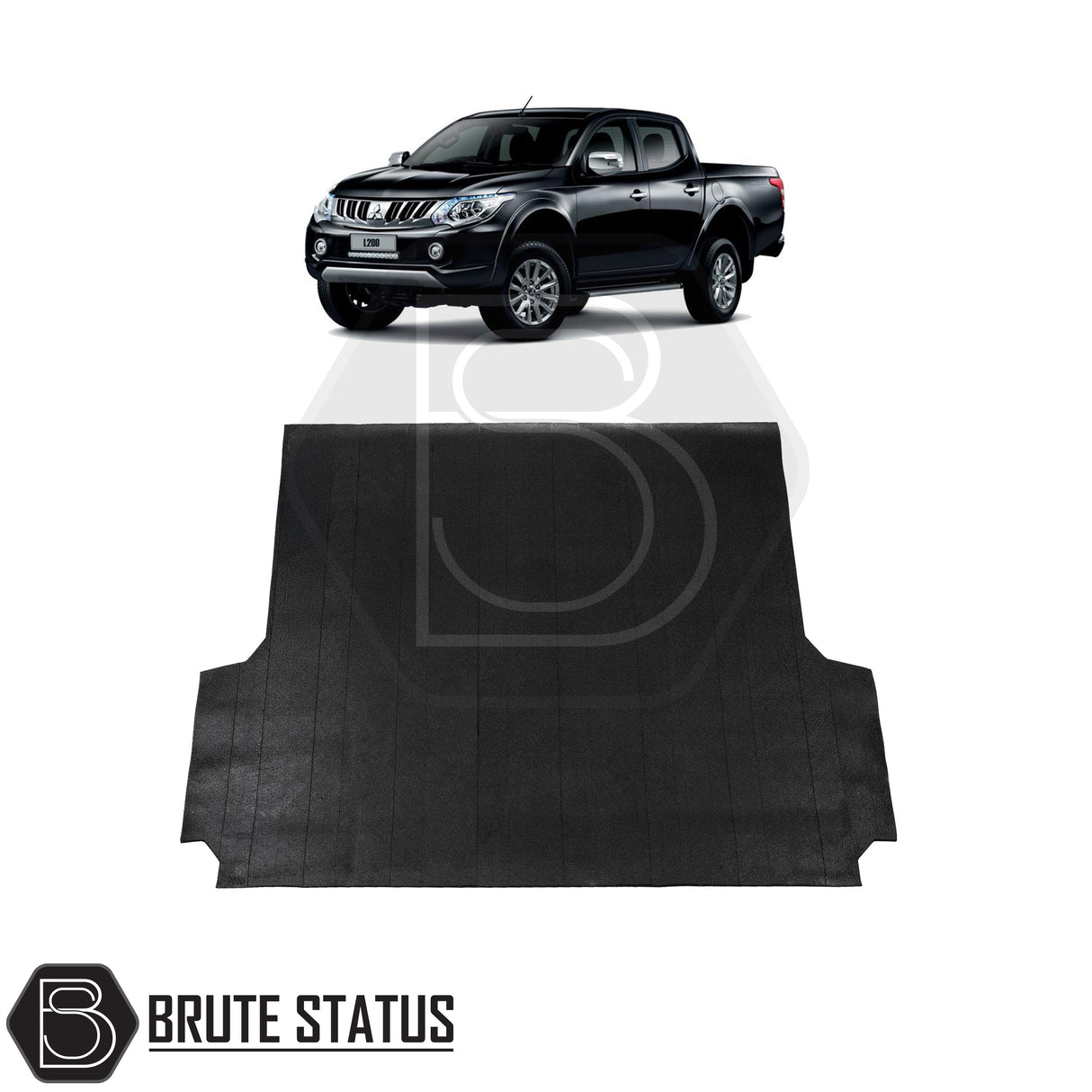 Heavy-duty 10mm rubber bed mat for Mitsubishi L200 Series 5 (2015–2019), non-slip cargo liner for truck bed protection, custom fit and easy to clean.