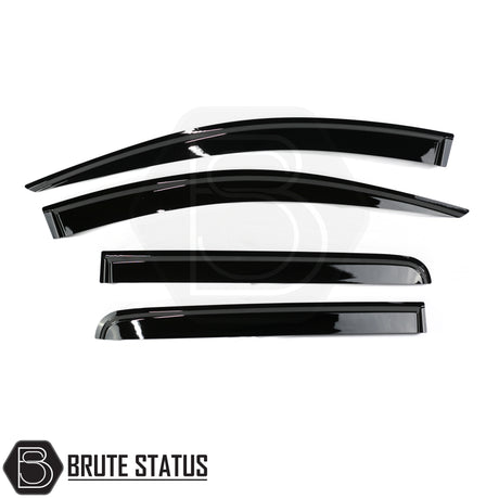 Premium black acrylic wind deflectors – stylish, aerodynamic design with full-length 3M adhesive tape, scratch-resistant, weatherproof, and easy to install without tools.