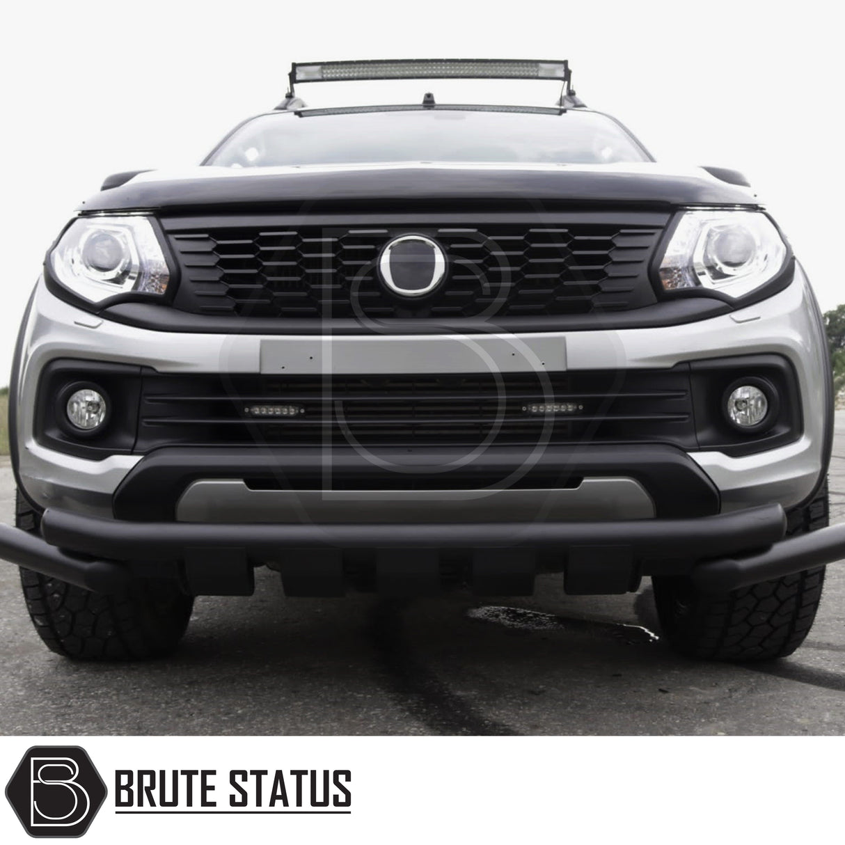 Mitsubishi L200 Series 5 2015–2019 Premium Black Acrylic Bonnet Guard and Wind Deflectors Set – 4-Piece Front & Rear Window Deflectors with Aerodynamic, Scratch-Resistant Design