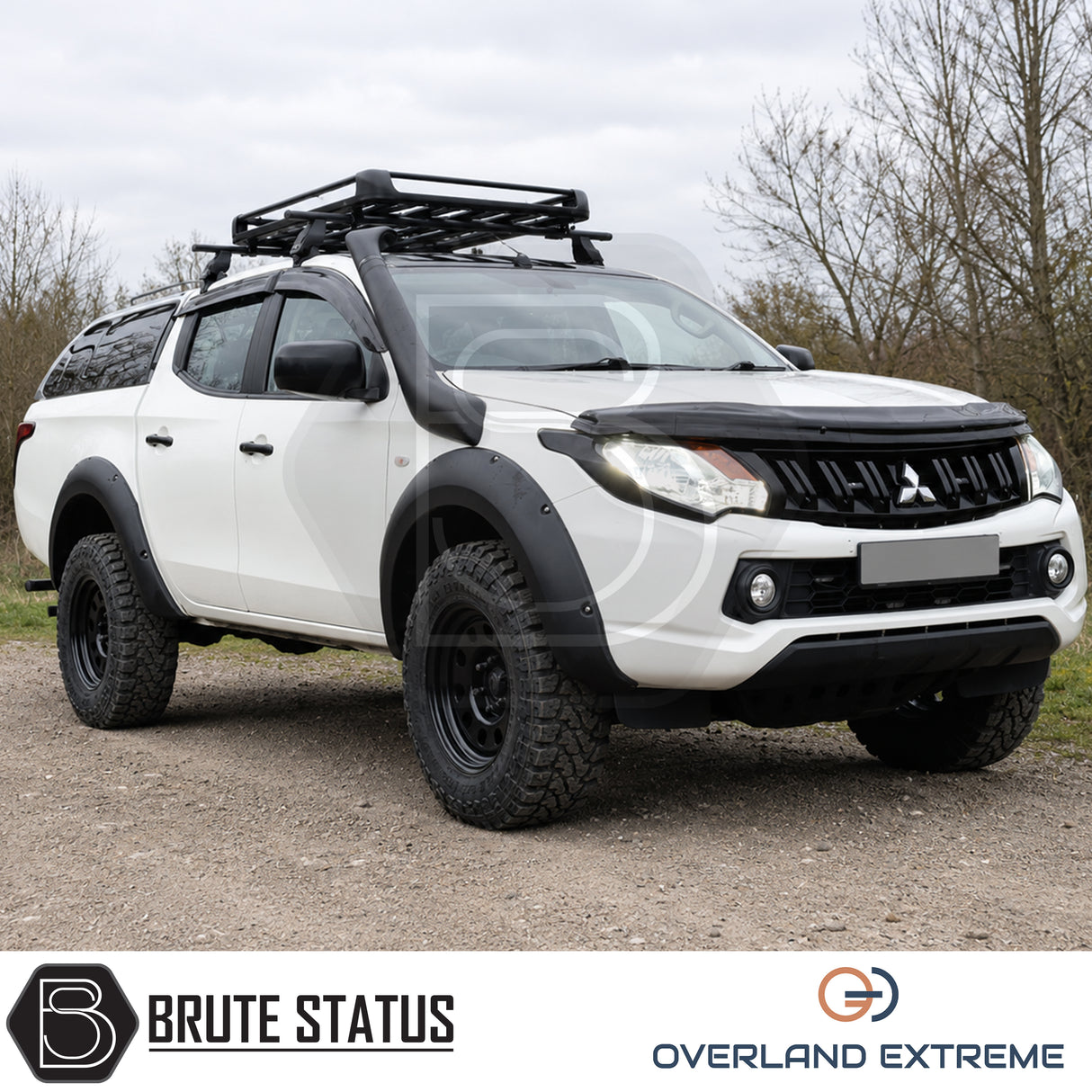 Mitsubishi L200 Series 5 2015-2019 Wide Arch Kit Overland Extreme in matte black, premium wheel arch extensions for Double Cab pickup trucks.