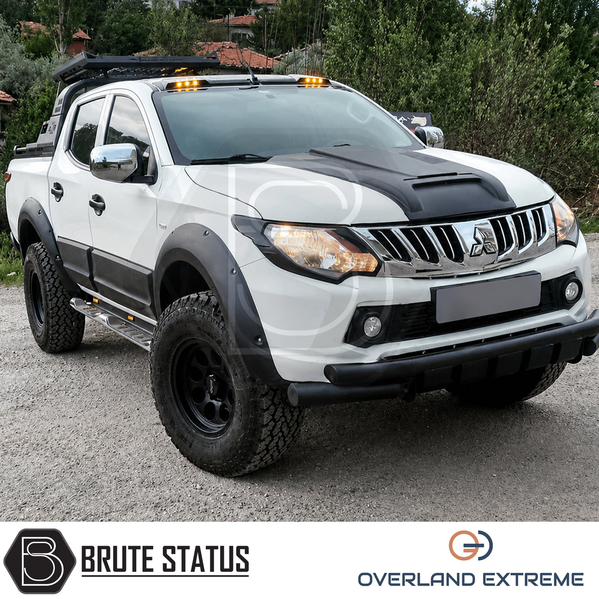 Matte black Mitsubishi L200 Series 5 wide wheel arch kit, premium fender flare upgrade for 2015-2019 Double Cab pickup trucks with CAD-engineered fitment.