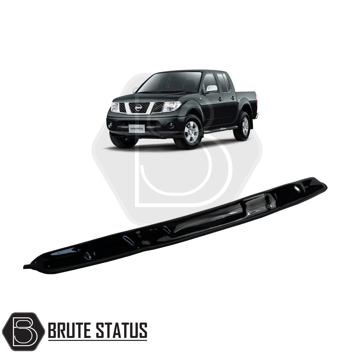 Brute status gloss black bonnet guard for nissan navara d40 pre facelift 2005-2010 pickup truck