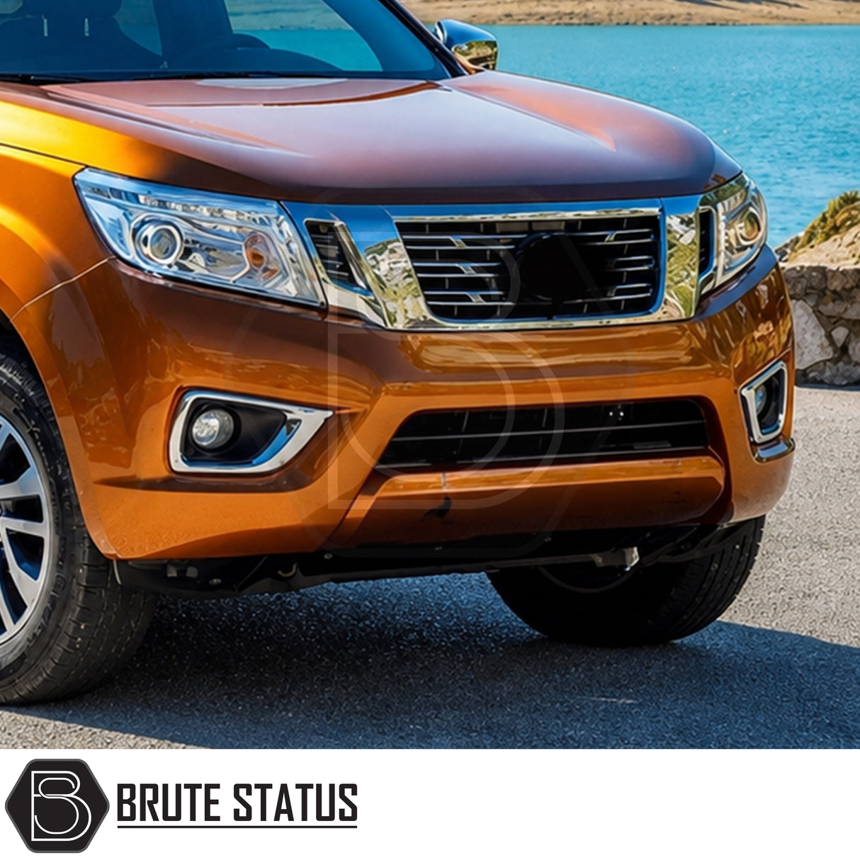 Chrome LED daytime running lights for Nissan Navara NP300 2015-2022, premium ABS DRL fog light surrounds with OEM-style installation.