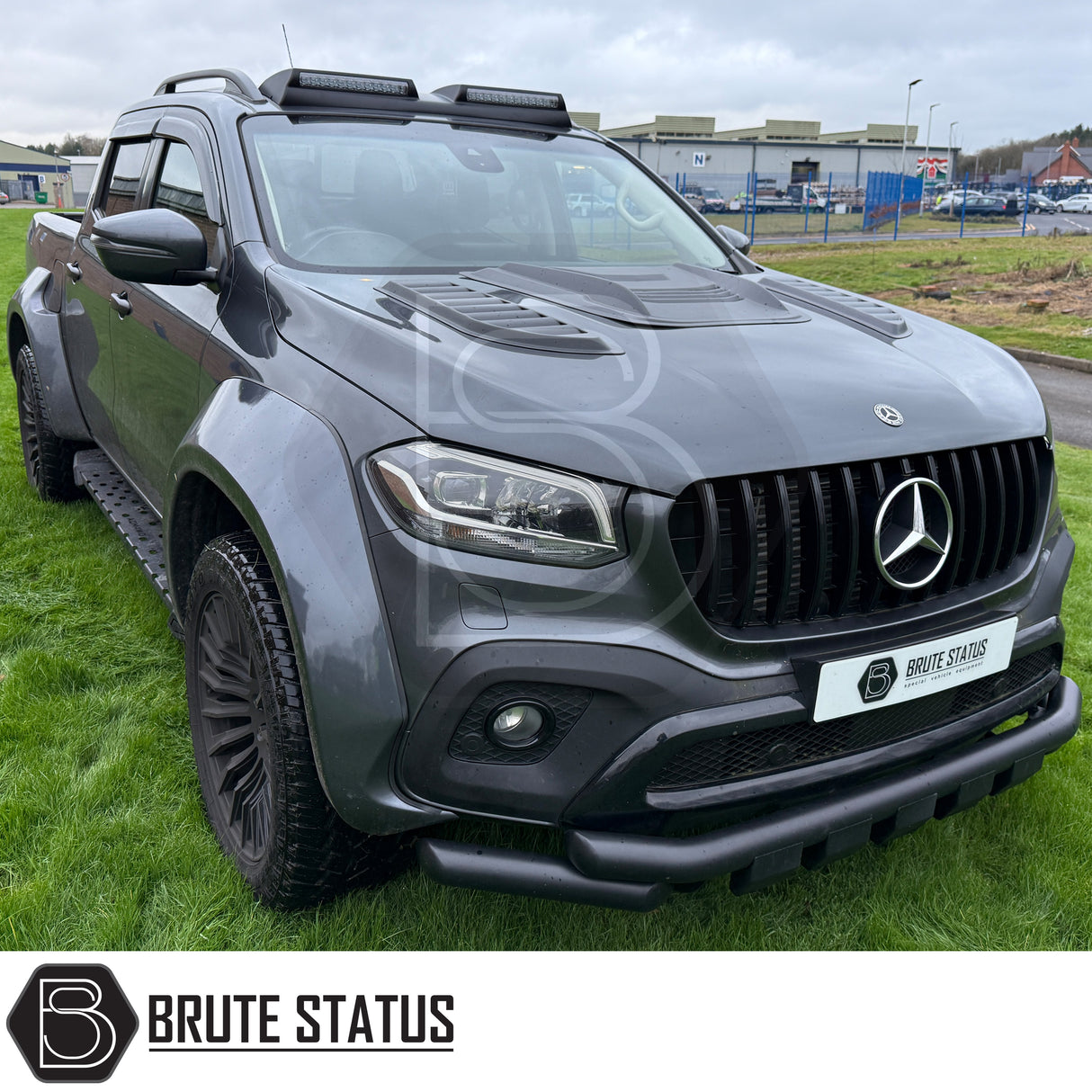 brute status LED light bar in matte black  for roof of mercedes x-class pickup